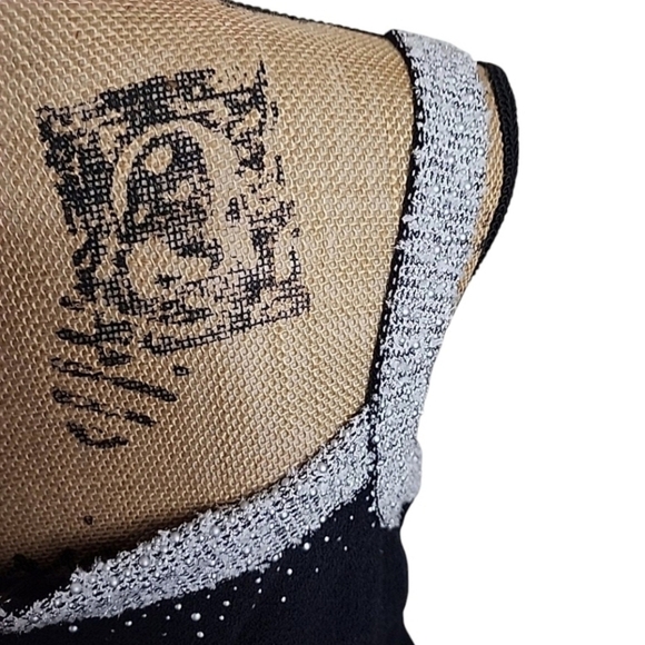 ST. JOHN Collection Women's Wool Blend Black Metallic Pearls Shimmer Dress. - Picture 6 of 11